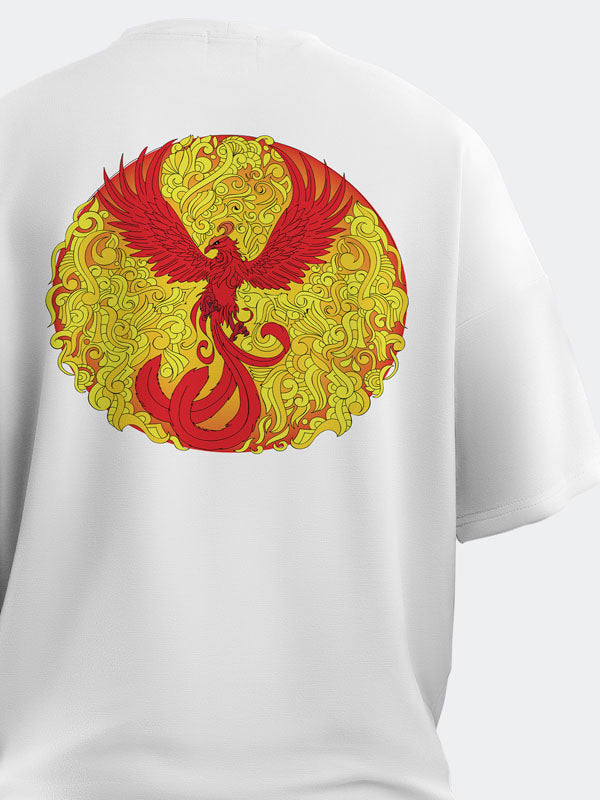 The Phoenix Rises Women's Mandala Design Oversized T-Shirt