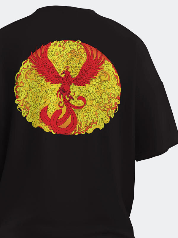 The Phoenix Rises Women's Mandala Design Oversized T-Shirt