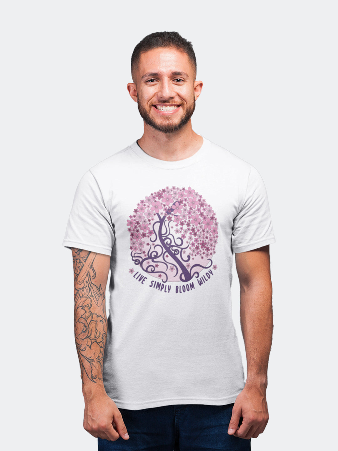 Live Simply Bloom Wildly Men&#39;s Mandala Design T-Shirt