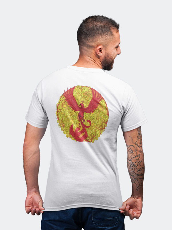 The Phoenix Rises Men's Mandala Design T-Shirt