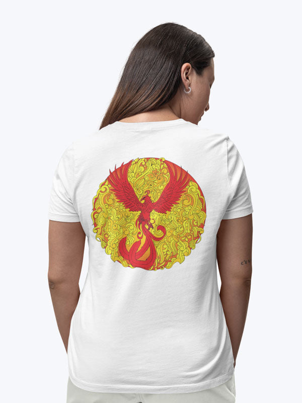 The Phoenix Rises Women's Mandala Design T-Shirt