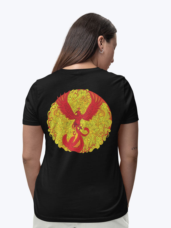 The Phoenix Rises Women's Mandala Design T-Shirt