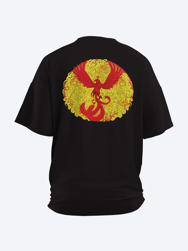 The Phoenix Rises Women's Mandala Design Oversized T-Shirt