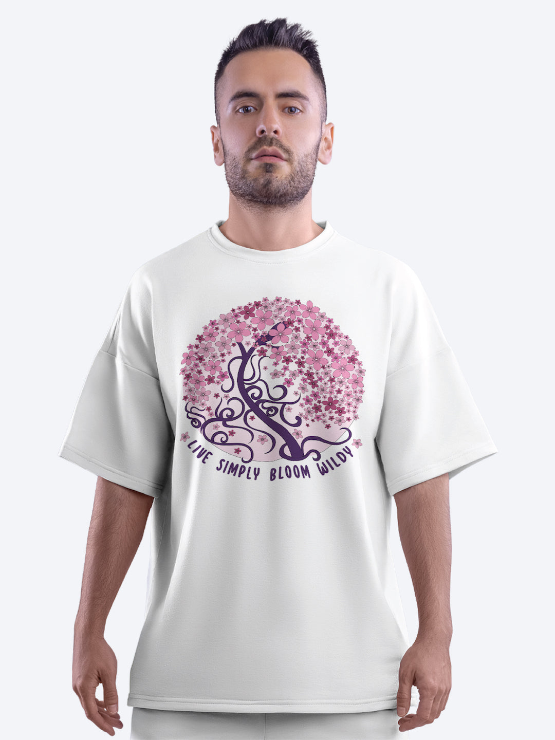 Live Simply Bloom Wildly Men&#39;s Mandala Design Oversized T-Shirt