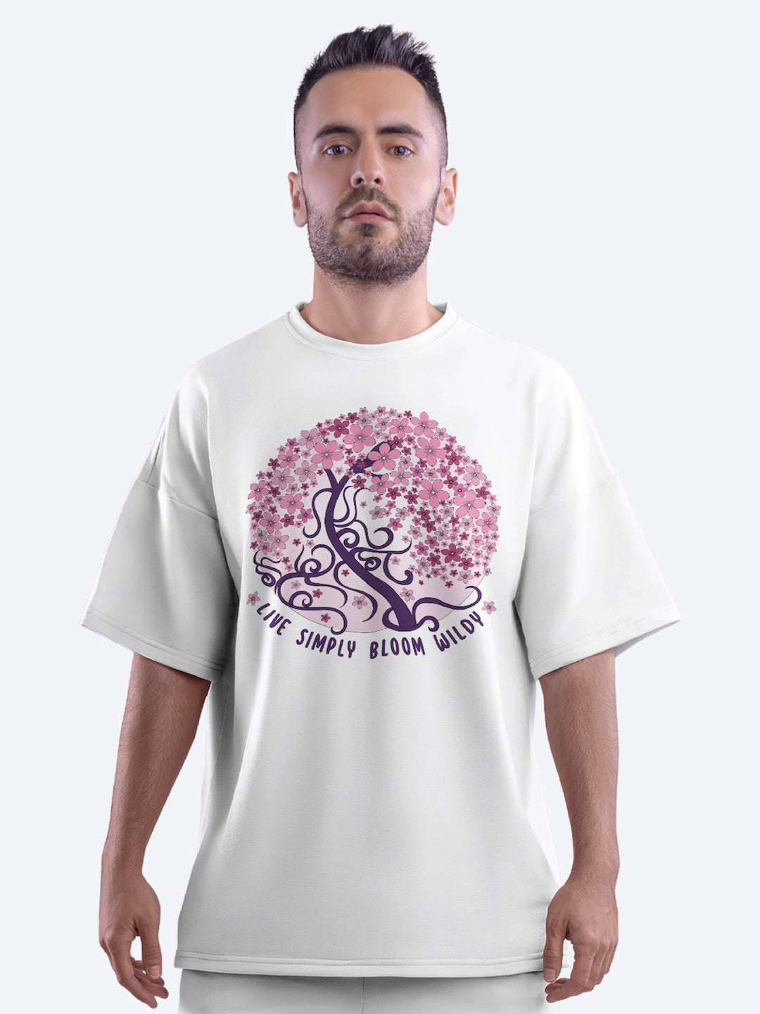 Live Simply Bloom Wildly Men's Mandala Design Oversized T-Shirt