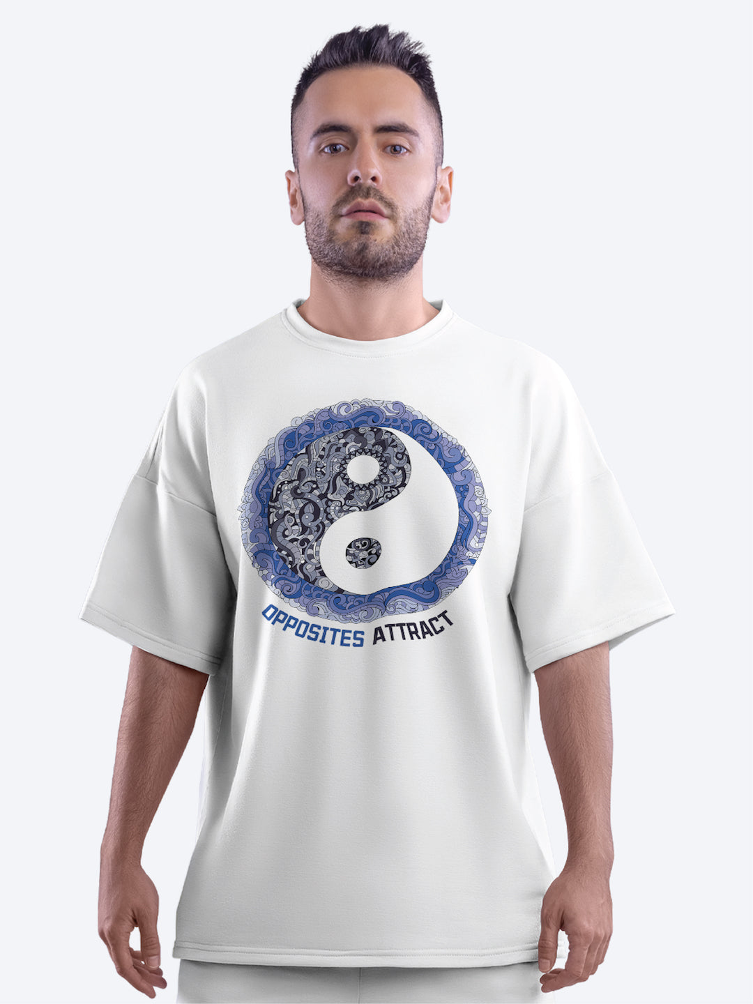 Opposite&#39;s Attract Men&#39;s Mandala Design Oversized T-Shirt