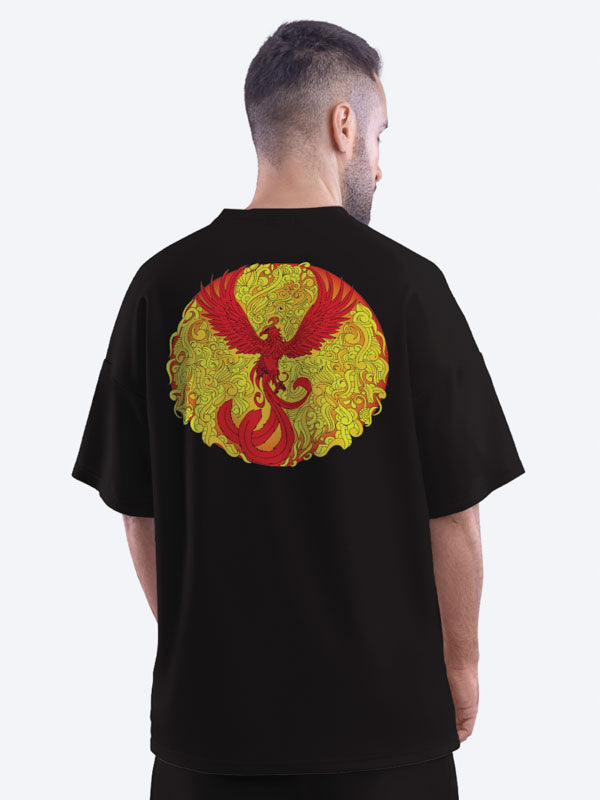 The Phoenix Rises Men&#39;s Mandala Design Oversized T-Shirt