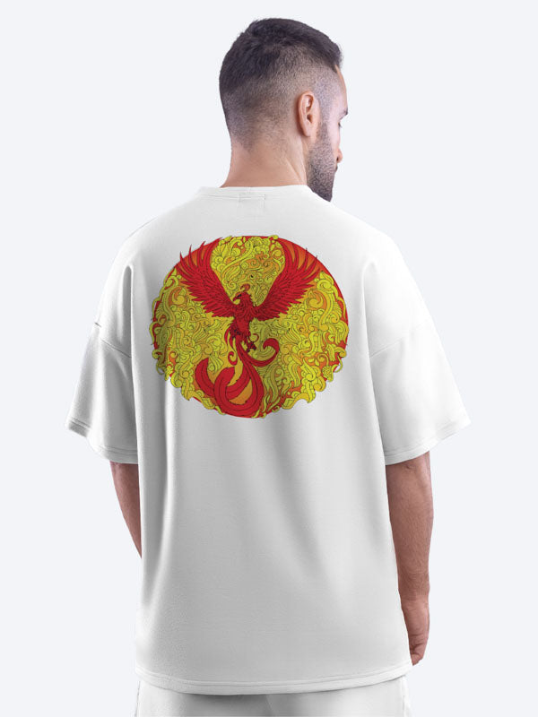 The Phoenix Rises Men's Mandala Design Oversized T-Shirt