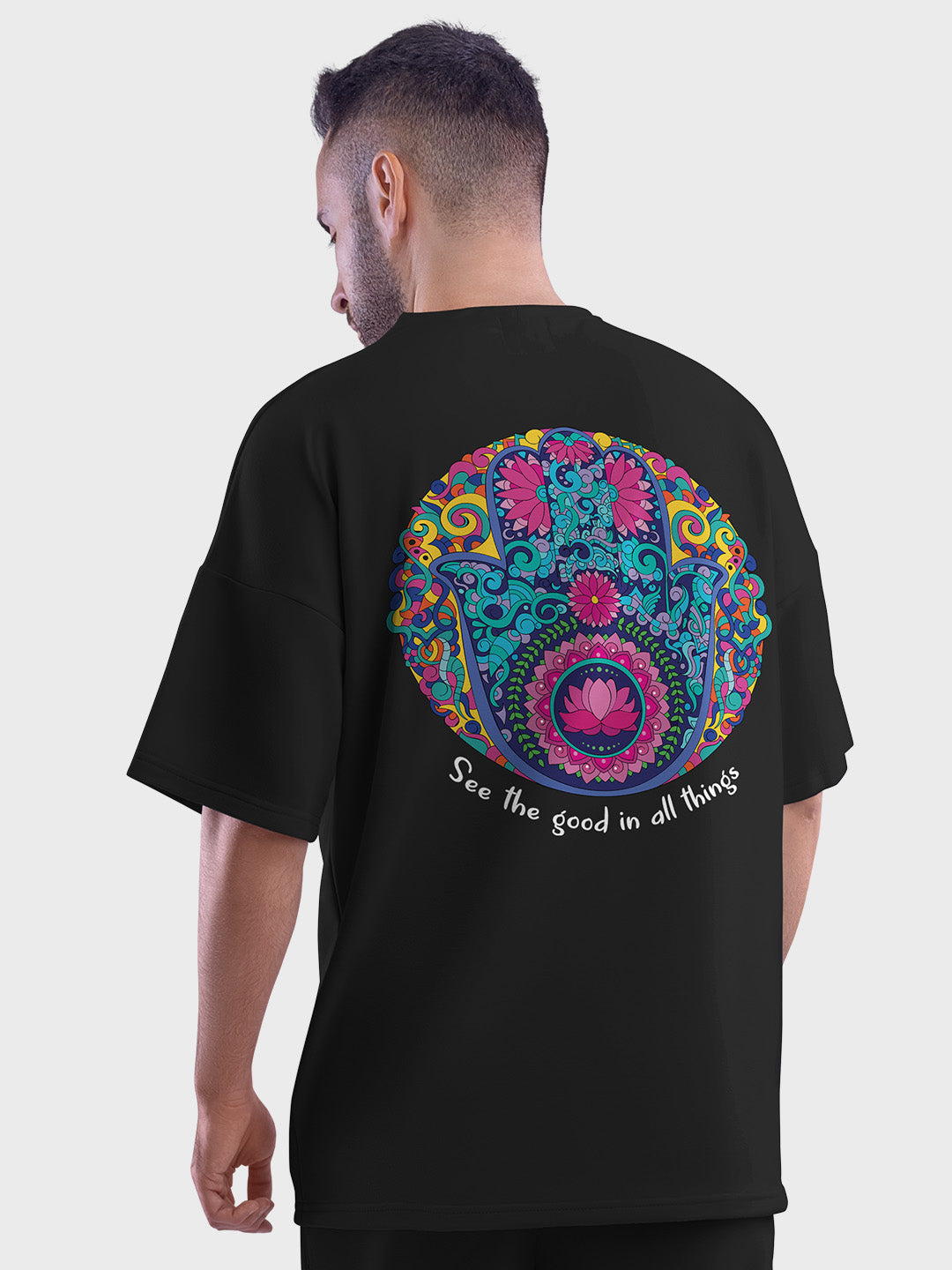 See the good in all things Men&#39;s Mandala Design Oversized T-Shirt