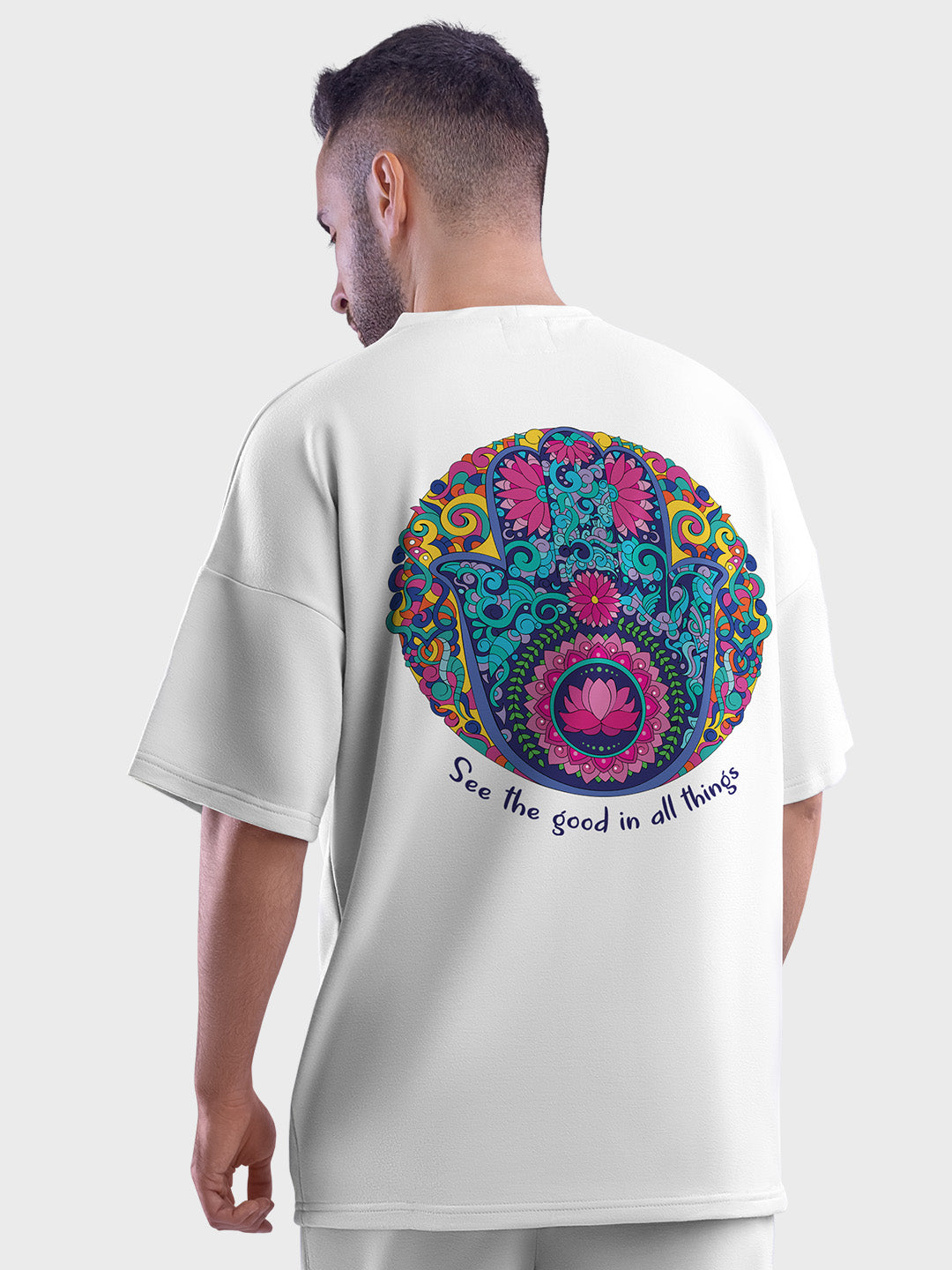 See the good in all things Men's Mandala Design Oversized T-Shirt