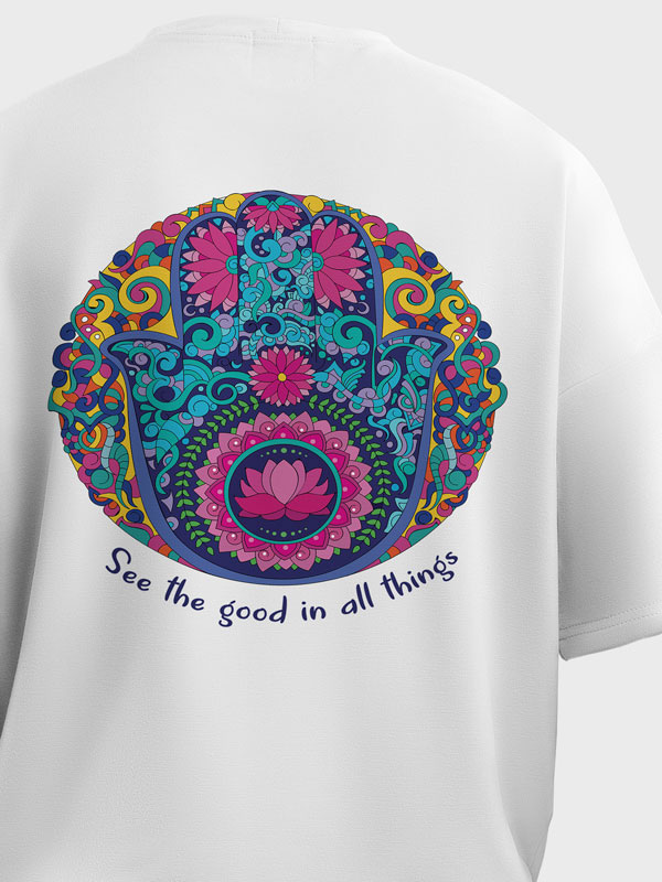 See the good in all things Women's Mandala Design Oversized T-Shirt