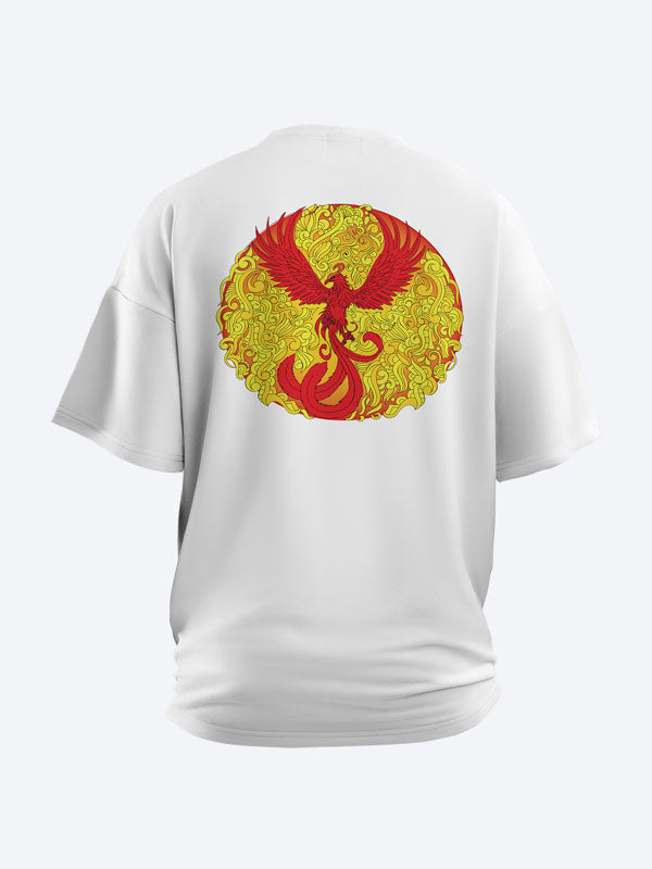 The Phoenix Rises Women's Mandala Design Oversized T-Shirt