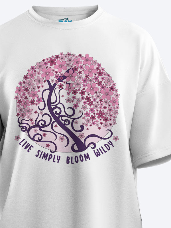 Live Simply Bloom Wildly Women's Mandala Design Oversized T-Shirt