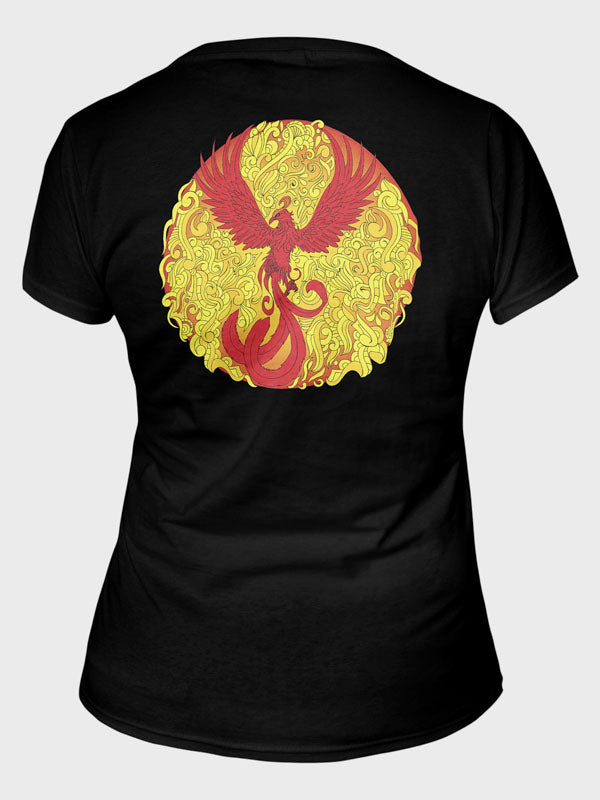 The Phoenix Rises Women's Mandala Design T-Shirt