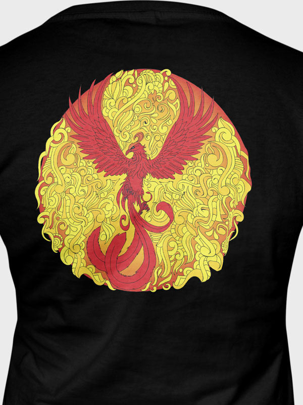 The Phoenix Rises Women's Mandala Design T-Shirt