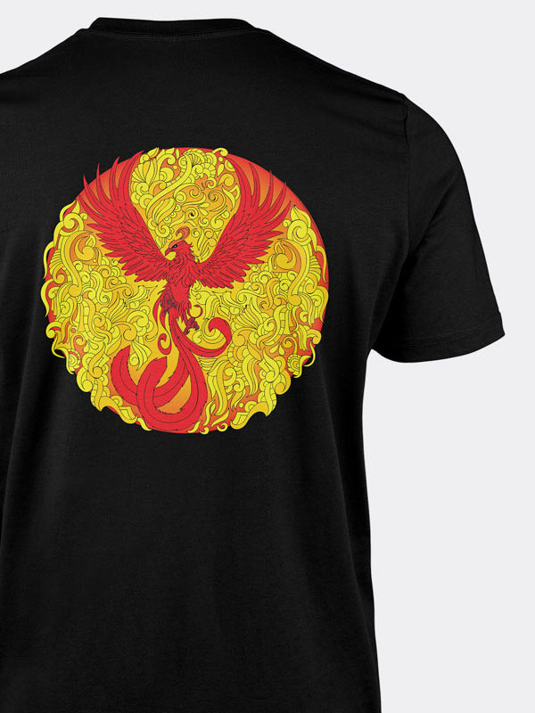 The Phoenix Rises Men's Mandala Design T-Shirt